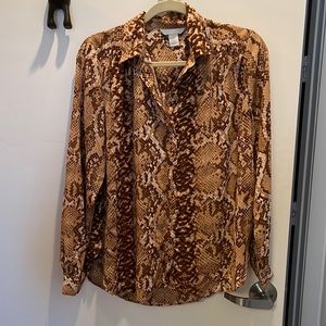 H&M snake print button up shirt